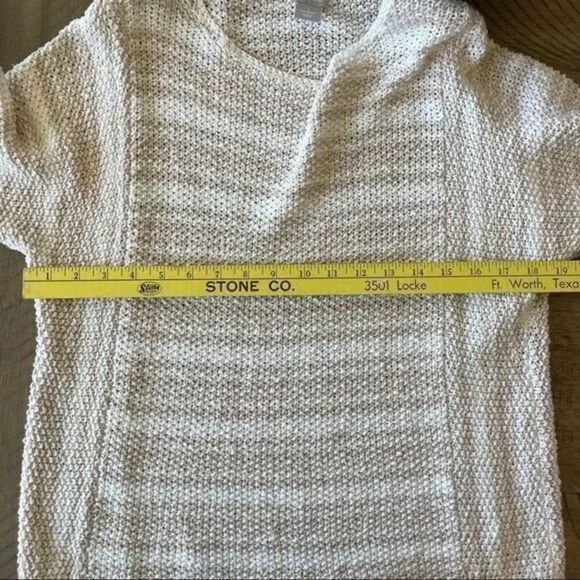 Chico's Cream and Tan Boatneck Cotton Blend Sweater - Picture 7 of 9